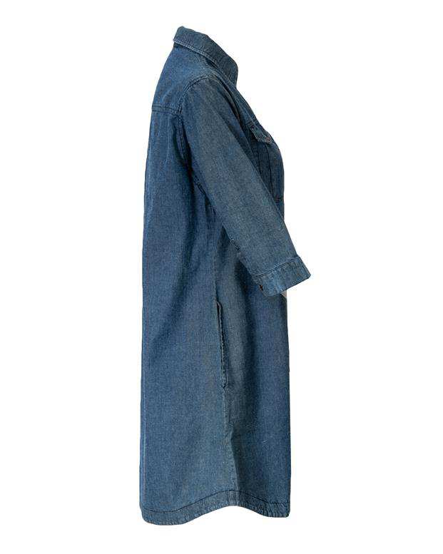 مانتو زنانه جلو بسته کوتاه جین آبی همامدا